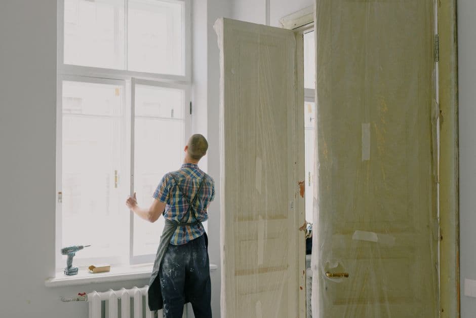 A pro at work inside a home renovation