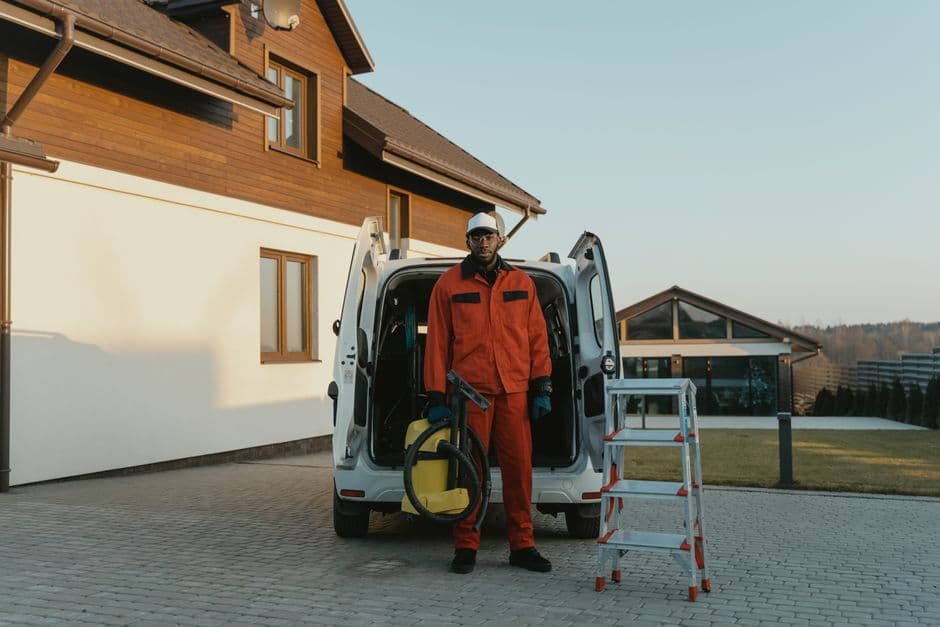 A local pro arriving at a job with their van
